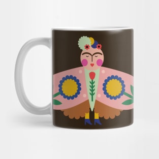 Cute colorful Frida kahlo feminist butterfly and summer flowers Mug